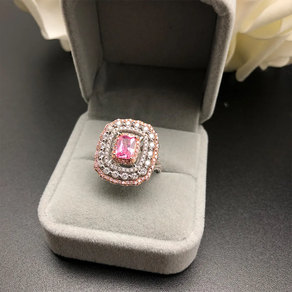 Модное розовое cz большое кольцо для женские обручальные кольца Женская