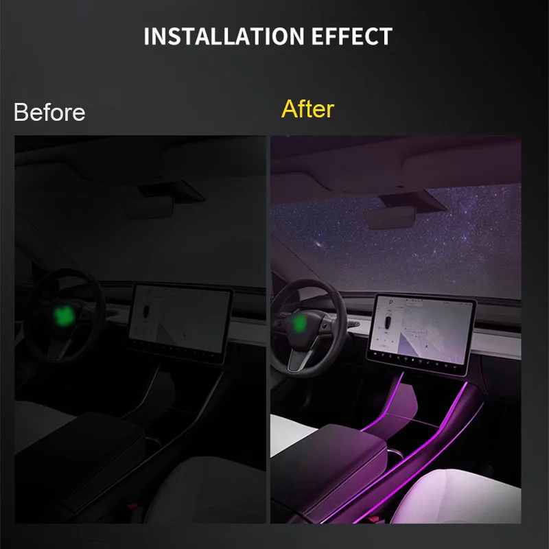 

Multi Color LED Light Car Interior Accessories Modification Control Light For Tesla model 3 Light Strip