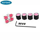 Колпачок клапана для автомобильных шин, из цинкового сплава, 4 шт.компл., защита от кражи, с логотипом Красного цветка, воздухонепроницаемые крышки