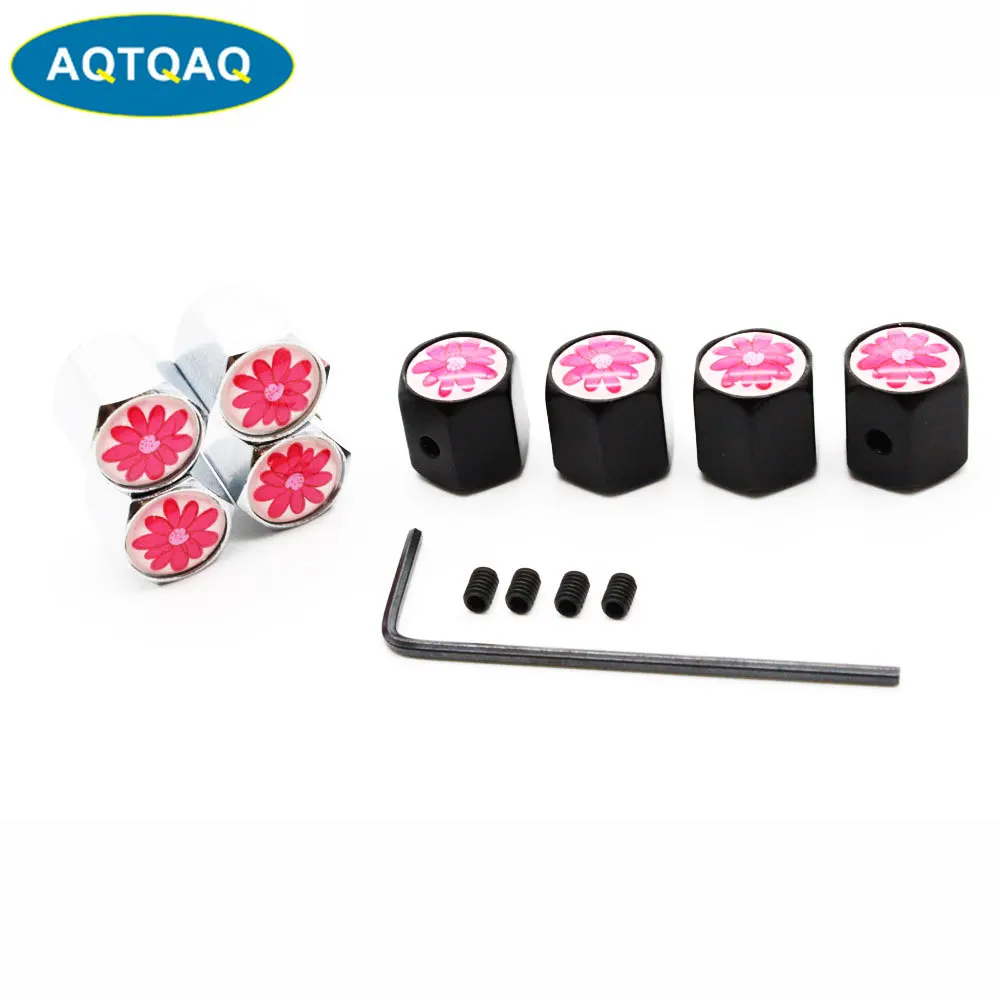 4 шт./компл. стайлинга автомобилей цинковый сплав Анти кражи с красным цветком и