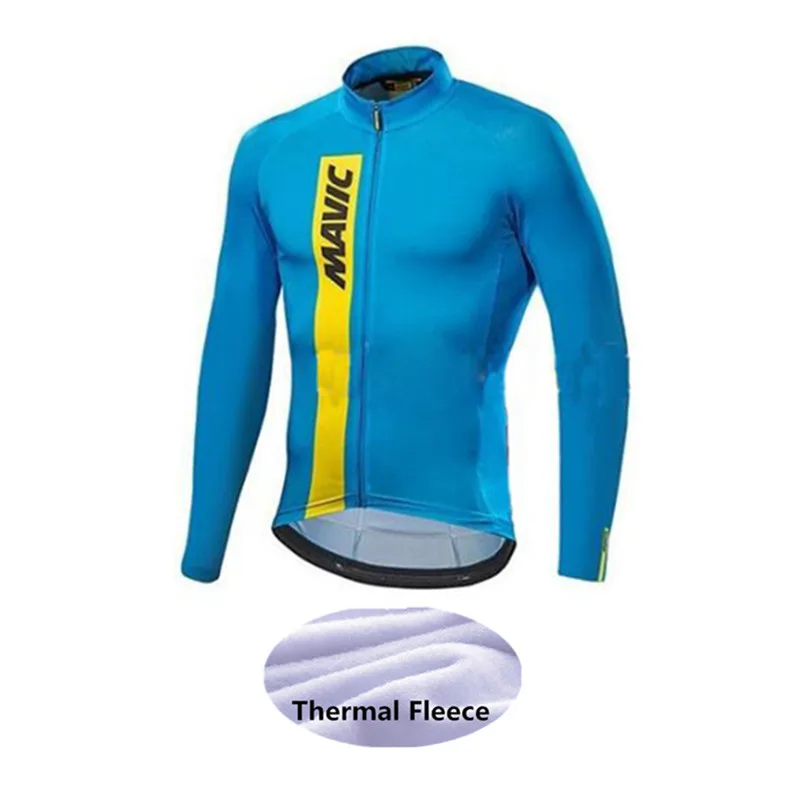 

2022 MAVIC Men Top quality winter thermal fleece Reflective Cycling Jersey Classic long sleeve cycling jacket for low light ride