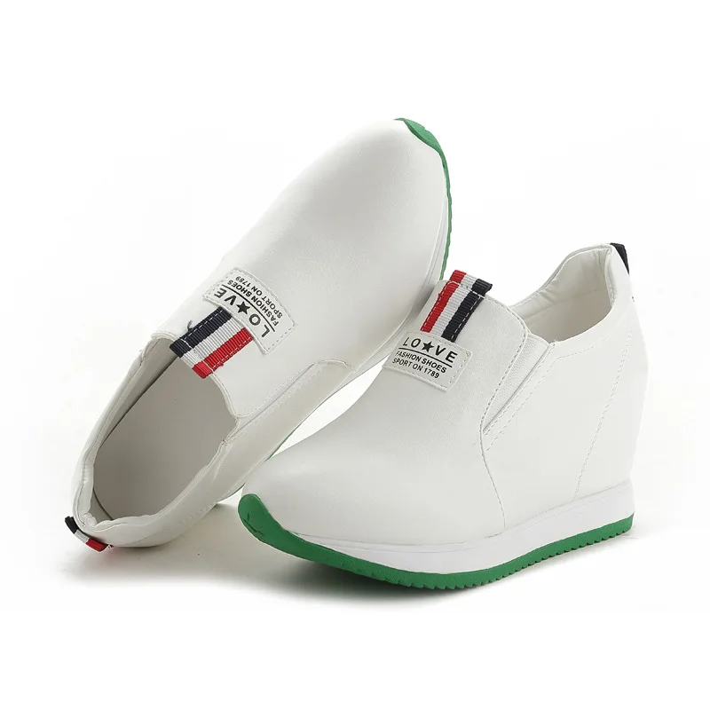 

New Low-Top Women Casual White Shoes Platform All-match Breathable Trend Height Increase Shoes Slip on Wedge Loafers Women