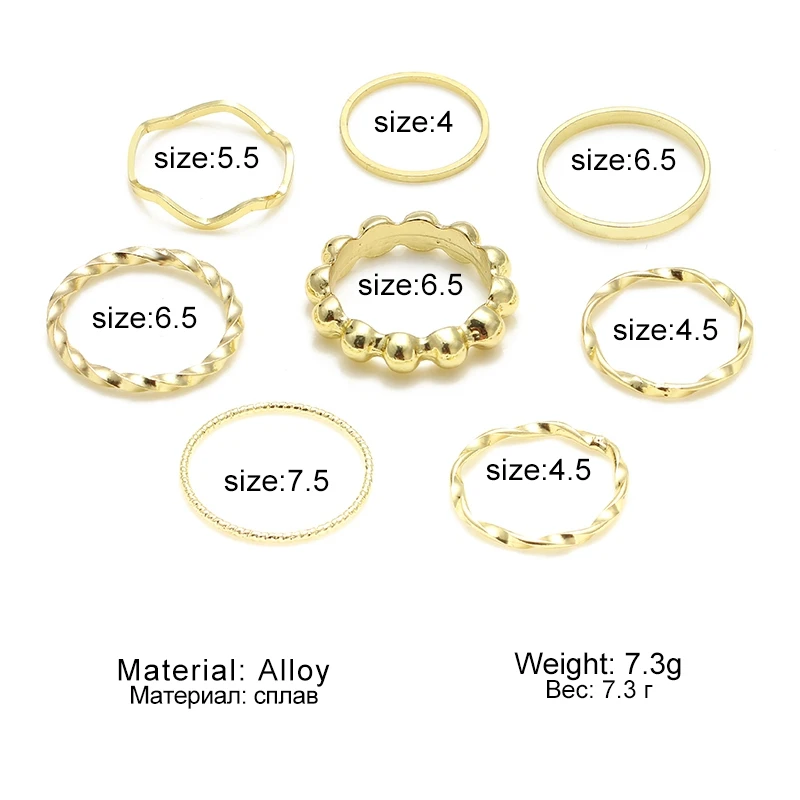 

2021 IFKM 8 Styles Trendy Boho Midi Knuckle Ring Set For Women Simple refined Geometric Finger Rings Fashion Bohemian Jewelry