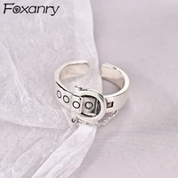 foxanry 925 stamp engagement rings for women vintage creative chain tassel belt buckle elegant party accessories gifts