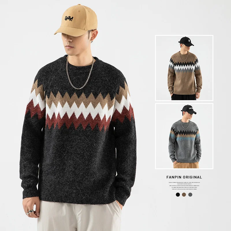 

New Mens Sweater Autumn Winter Clothes Men Pullover Sueter Hombre Fashion Sweaters Korean Gray Long Sleeve Knitted Sweater Coat