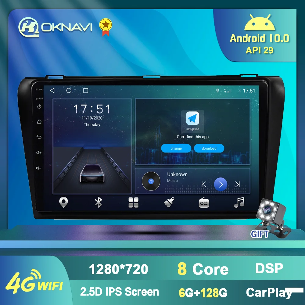 Автомобильный радиоприемник на Android 10 0 для Mazda 3 2004 2013 с навигацией GPS