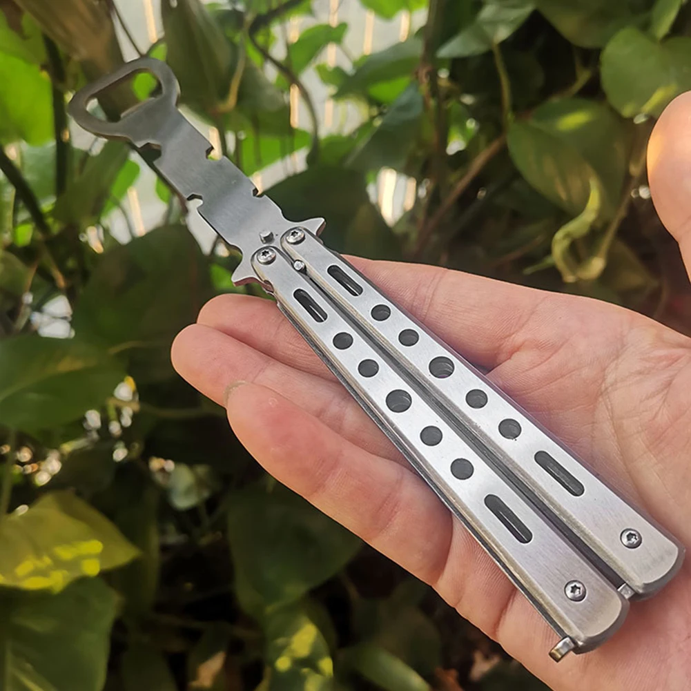 

Stainless Steel Folding Cutter Practice Butterfly Hair Comb Beginner Training Folding Knife For Outdoor Camping Barber Comb Tool