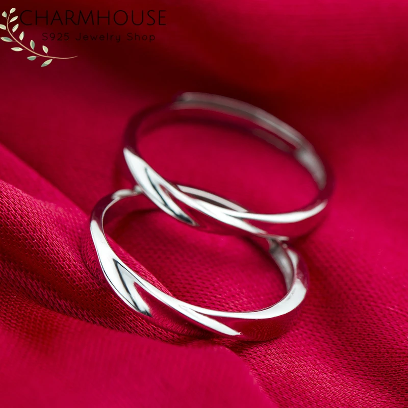 

Couple's Rings Set For Men Women S925 Sterling Silver Twisted Ring Wedding Band Engagement Bridal Jewelry Accessories Gifts
