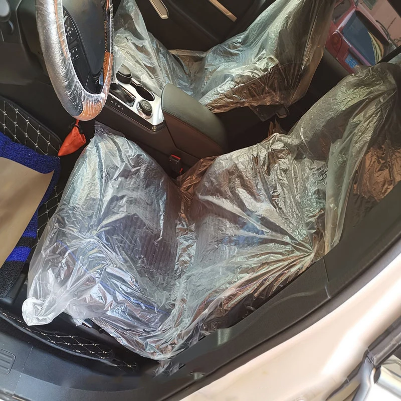 100 шт. одноразовые Пластик автомобиля дешевые чехлы на сиденья крышка услуги