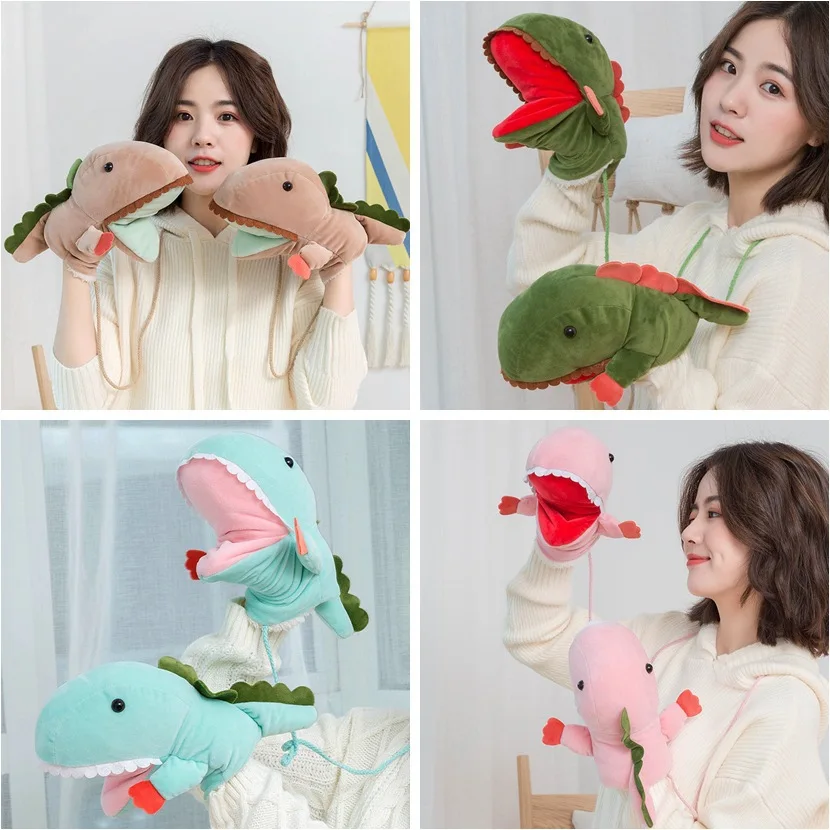 

Cute Dinosaur Animal Pattern Plush Mittens Winter Pink Snow Thermal Gloves Woman Halter Snowboard Gloves Without Fingers Female