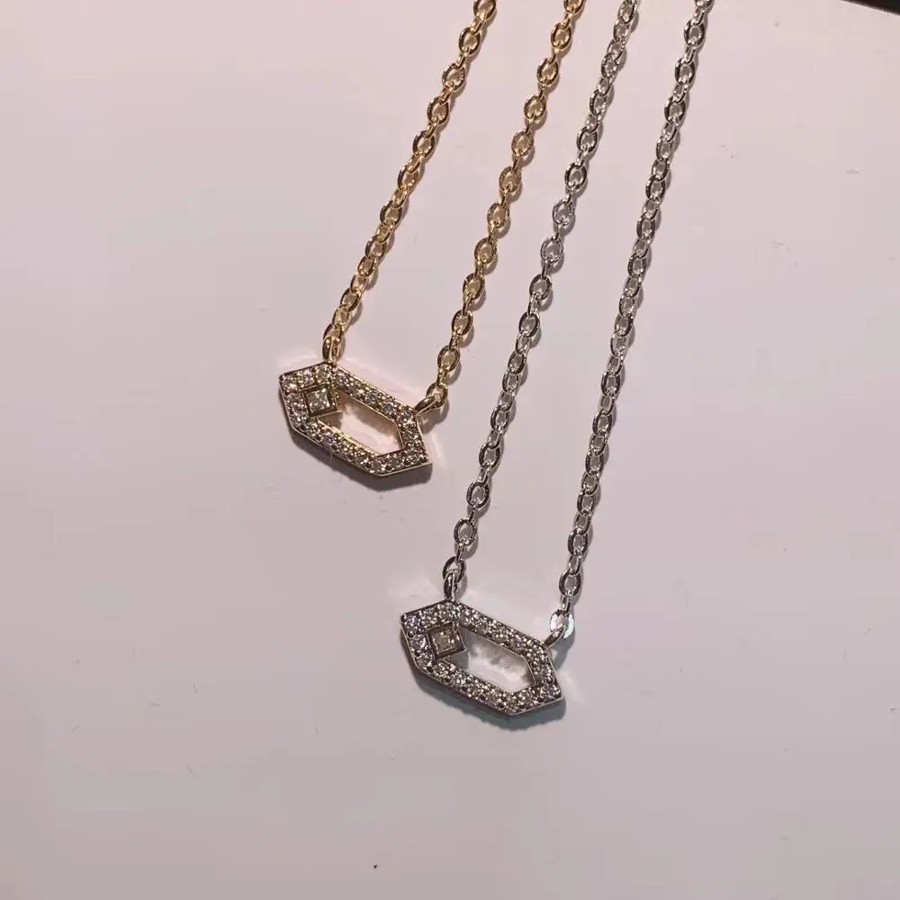 Delicate Lips Geometry Choker Cubic Zircon Engagement Dubai Naija Bridal Necklace For Girl Gift D1479 | Украшения и аксессуары