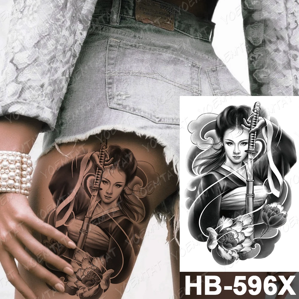 

Waterproof Temporary Tattoo Sticker Classical Beauty Goldfish Flash Tattoos Japanese Sketch Body Art Arm Fake Tatoo Women Men