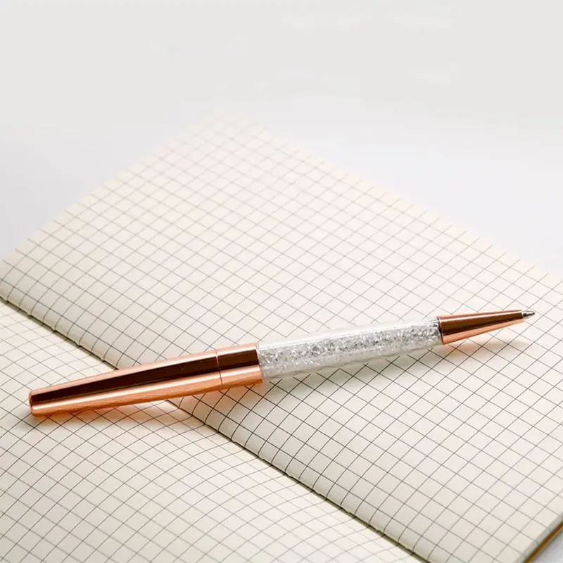 

12Pcs/Lot Rose Gold /Silver Pen Diamond Pens Fine Black Ink Crystal Ballpoint Pen