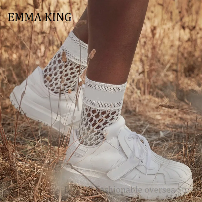 

2021 Women Shell Toe Platform Sport Shoes HOOK & LOOP Decor Casual Board Shoes Running Walking Lace Up Ladies Vulcanized Shoes