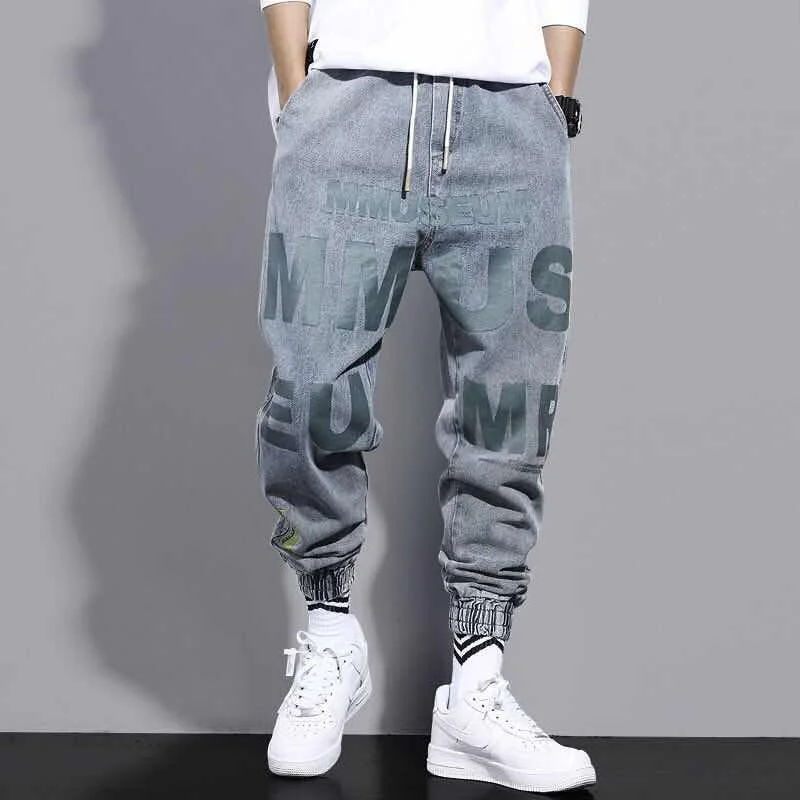 

Jeans Men's Loose Stylish Motorcycle Style Korean Harlan All-match Harajuku Style Ins Beam Feet Casual Pants men jeans