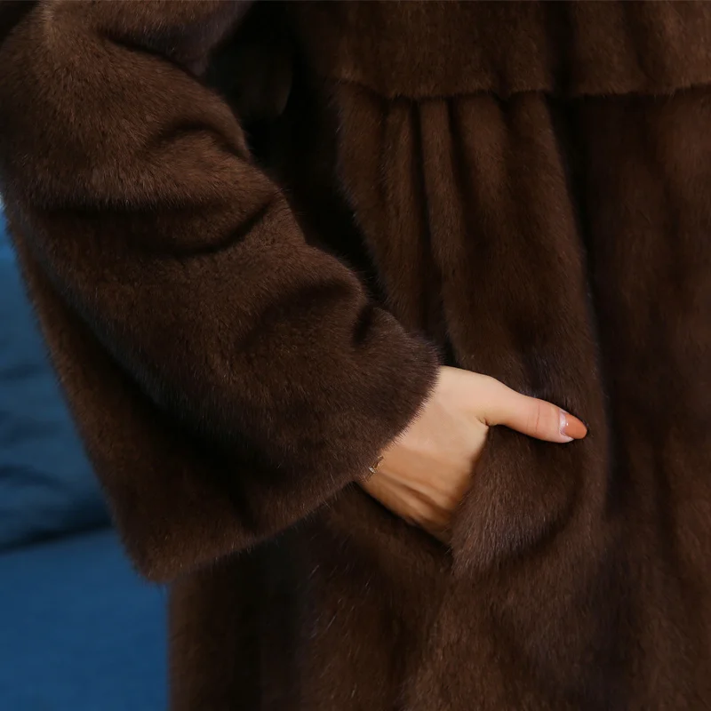 Шуба из натурального меха норки женские роскошные меховые пальто зимняя куртка