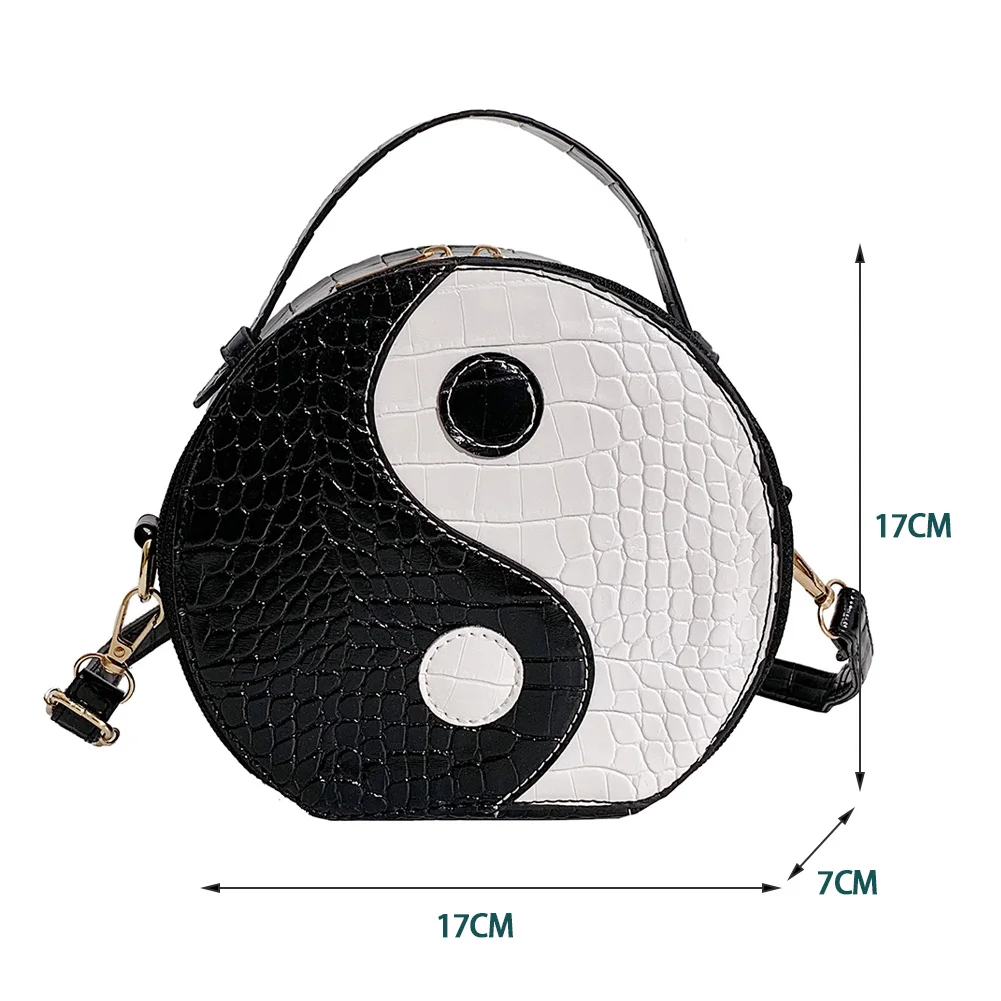 

Portable Round Zipper Crossbody Shopping Bags Daily Women PU Leather Shoulder Bags Female Alligator Pattern Handbags