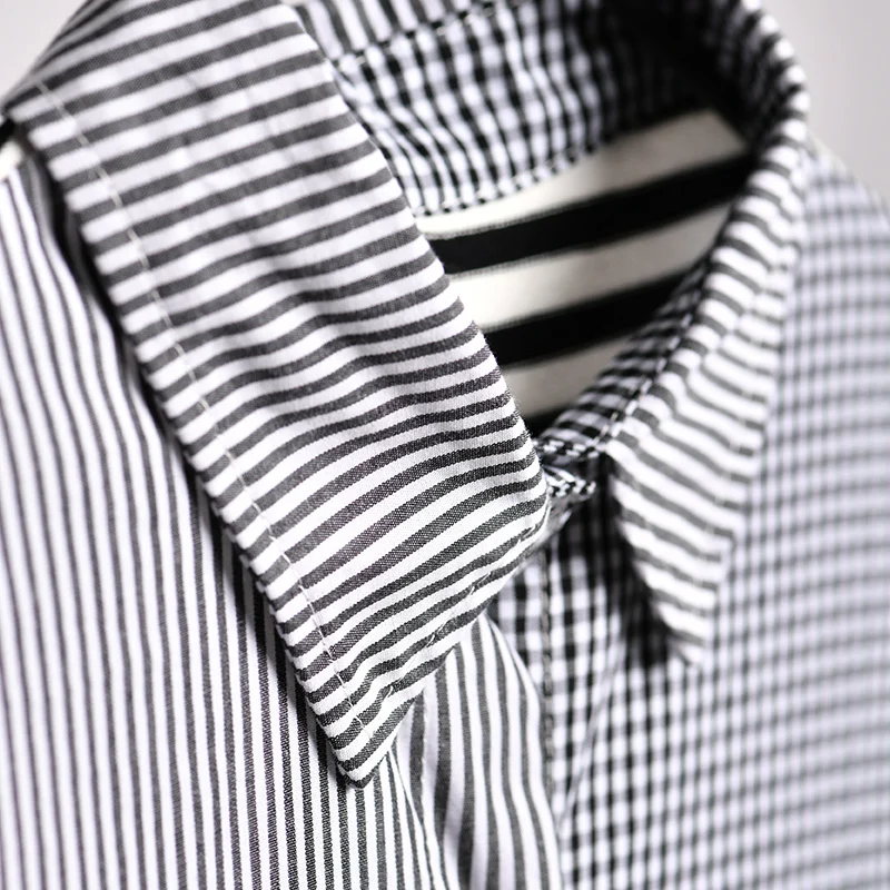 MICOCO C2121 корейский стиль до и после проверки мозаичные полосы Длинные свободные