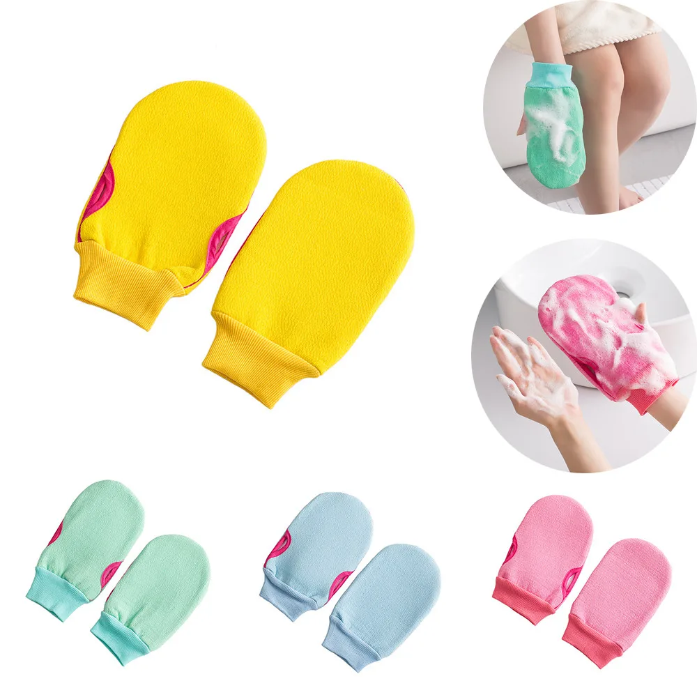 

New 2 In 1 Soft Painless Body Shower Gloves Hair Removal Gloves Exfoliating Strongly Premium Bathroom Wash Accessories