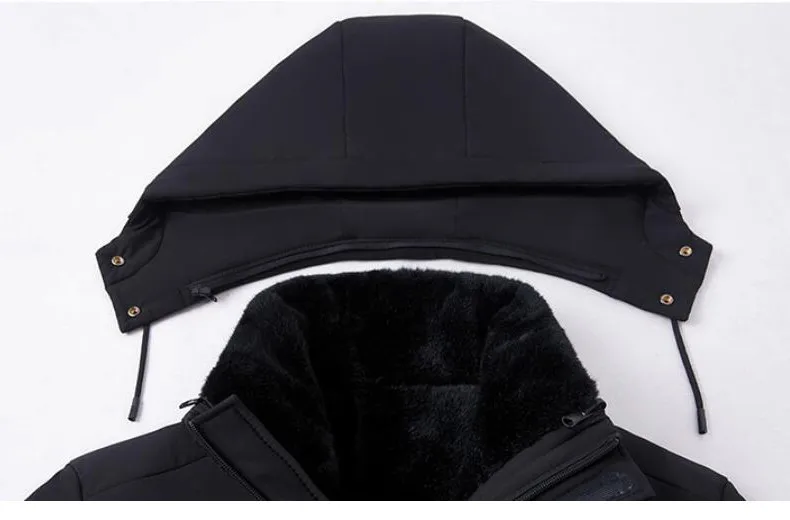 

2021 Winter Jacket For Men Cotton Padded Thick Warm Parkas Coats Father's Casual Hooded Fleece Liner Jacket Windbreaker Overcoat