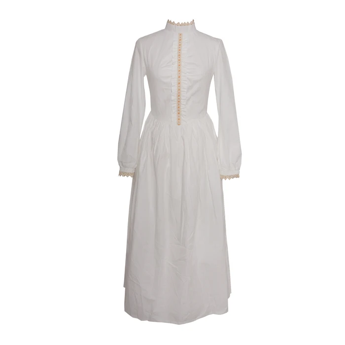 

2020 New Arrival Sweet Pleated Striped Full Zippers Ankle-length Regular Natural Stand Summer Dresses