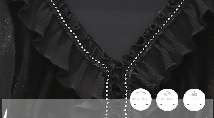 

2020 Spring Summer Korean Clothes Sexy Diamonds Ruffles T-shirt Women Tops Ropa Mujer Pleuche Lantern Sleeve Shirt Tees T02810