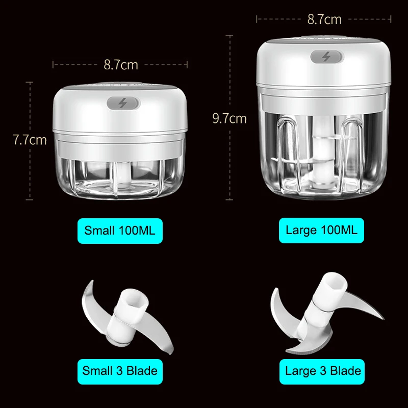 wireless mini electric mixer garlic machine usb recharge for kitchen vegetables ingredients blender cup food processor free global shipping