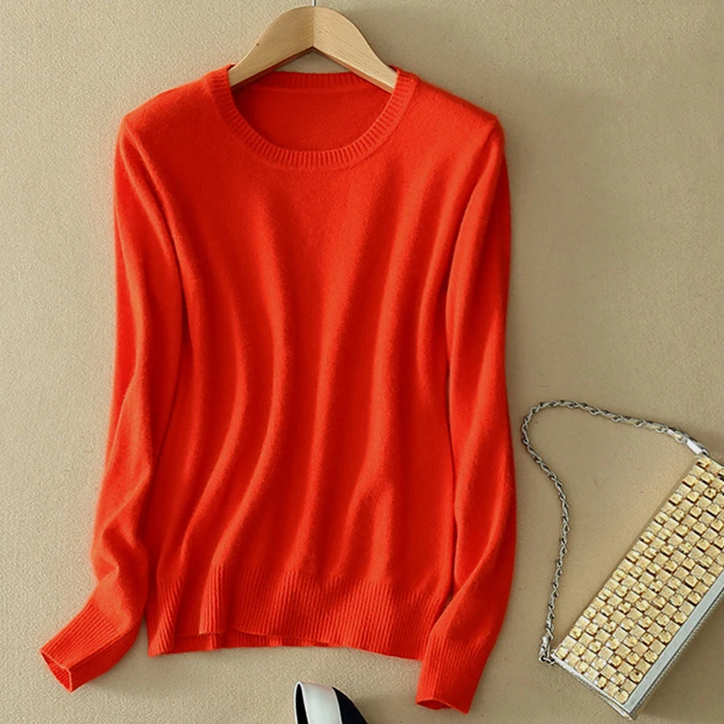 Winter Casual Soft Elasticity Tops Autumn Women's Slim Knitted Sweater Crew Neck Long Sleeves Women Cashmere Jumper Pullover | Женская