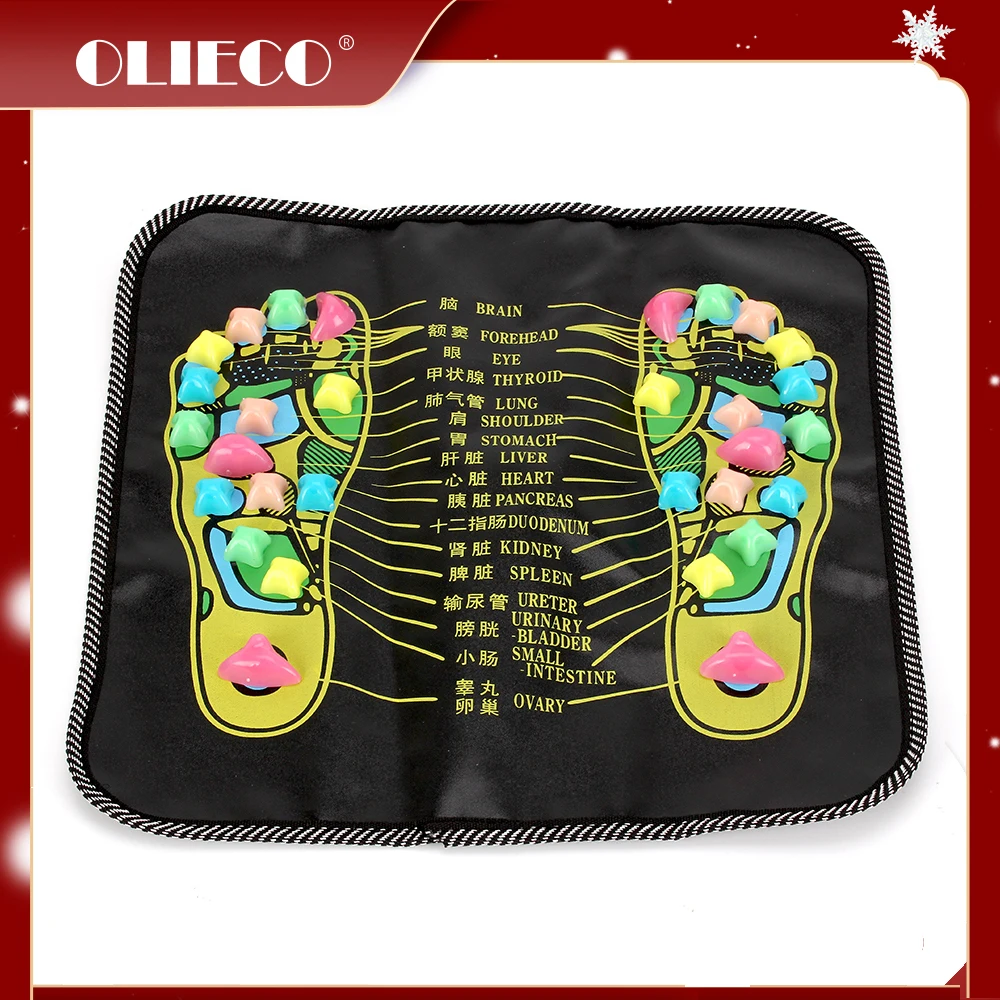 

OLIECO Foot Massage Pad Portable Walk Stone Mat Foot Acupoint Massage Relaxation 35*35cm Fit for Feet Health Care