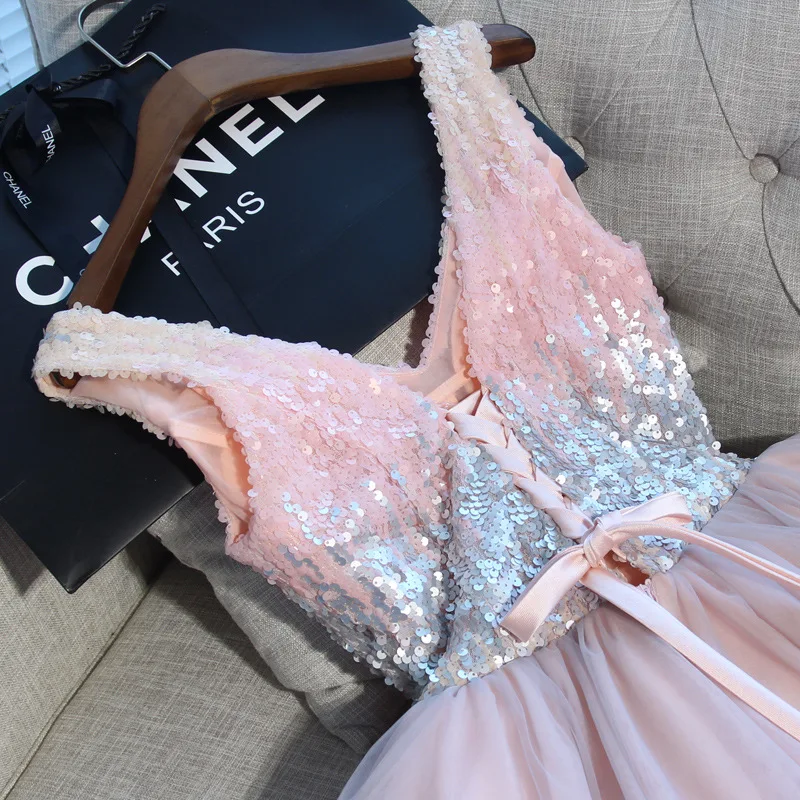 

V-neck Sequined princess dress for girl beauty pageant baby girls dress summer party dance children's Dress for Girls' clothing