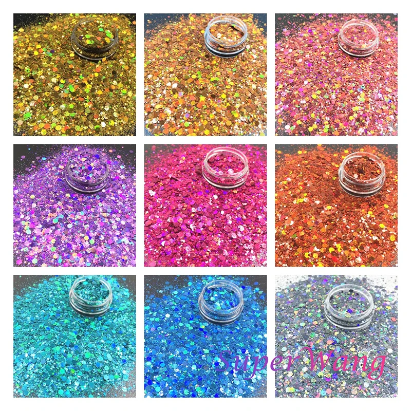 

24Color 1kg 1000g Wholesale Sparkly Glitter Powder Bulk Mixed Size Epoxy Resin Filling Holographic Nail Fall Glitter Sequins