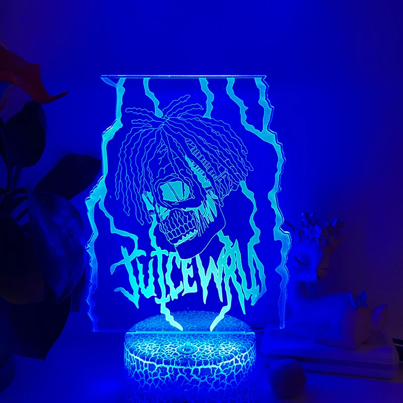 

Светодиодный ночсветильник JUICE WRLD forever 999 из акриловой 3D иллюзии, домашний декор, подарок ребенку на день рождения, настольная лампа, Прямая п...