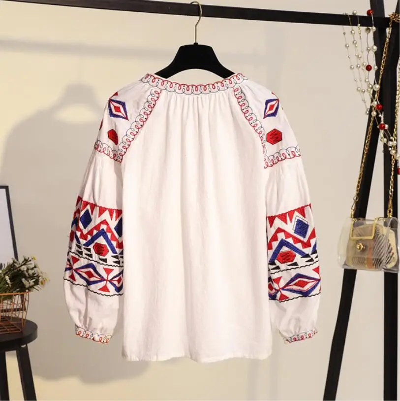 Модные женские топы и блузки MUMUZI с цветочной вышивкой длинным рукавом рубашки