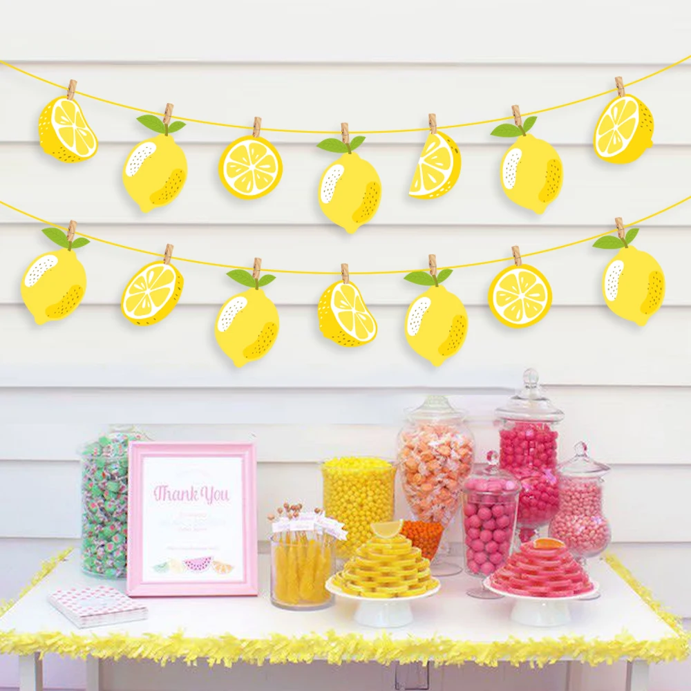 Свежий лимон Happy Birthday &quotсделай сам&quot праздничные баннеры Baby Shower стене висит