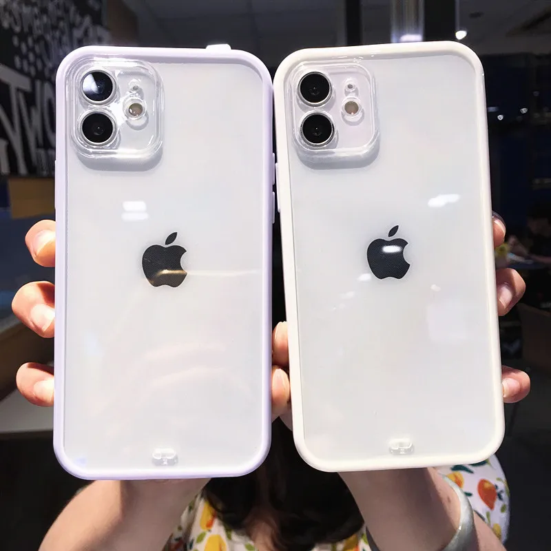 Shockproof Bumper Transparent Phone Case For iPhone 11 12 13 Pro Max X XR XS Max 7 8 Plus SE2020 Lens Protection Soft TPU Cover