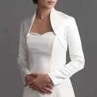 Свадебная Женская куртка с длинным рукавом, атласное белое свадебное болеро etole femme жакет невесты, Индивидуальный размерцвет