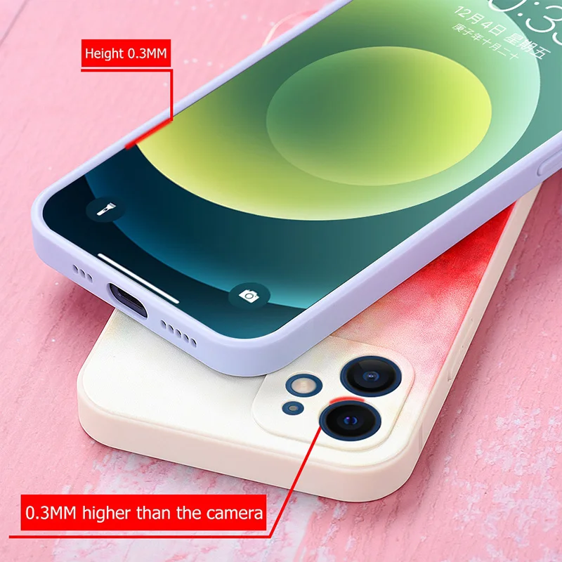

Fashion Watercolor Painting Shockproof Phone Case For IPhone 12 11 Pro Xs Max Xr 8 7 Plus SE2020 Protective Lens Soft Covers