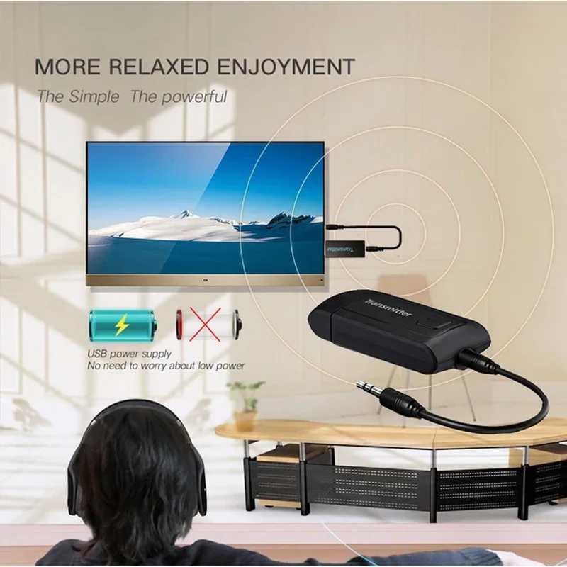 

Wireless Transmitter For TV Phone PC Y1X2 Stereo Audio Music Adapter O.26