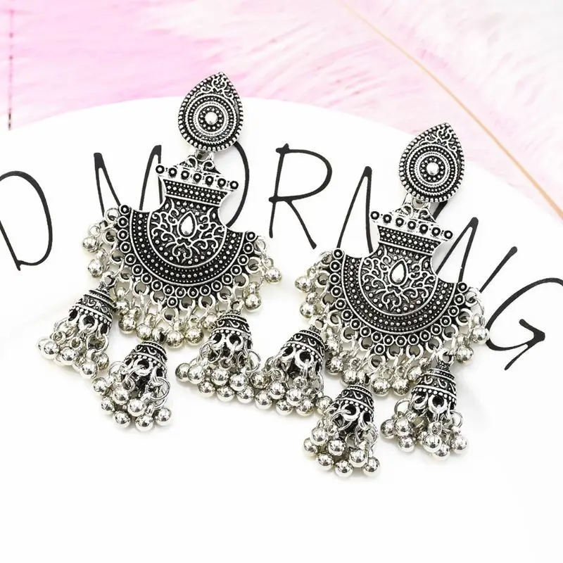 Ретро Индийский Болливуд кундан Jhumka Jhumki Висячие серьги цыганские модные ювелирные изделия