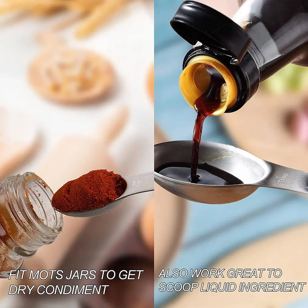 

9pcs/set Magnetic Measuring Spoons Set Dual Sided Stainless Steel Teaspoons Stackable Fits In Spice Jars Or Liquid