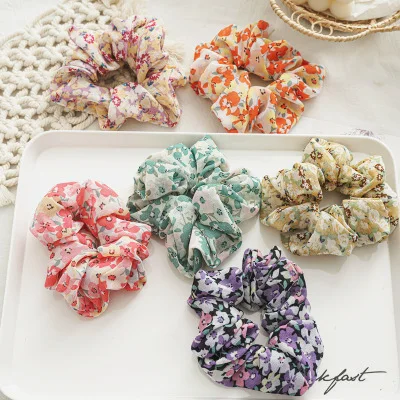 

Japanese and Korean Version of The New Summer Chiffon Floral Large Intestine Ring Hair Accessories Korea Ins Female Hair Ring