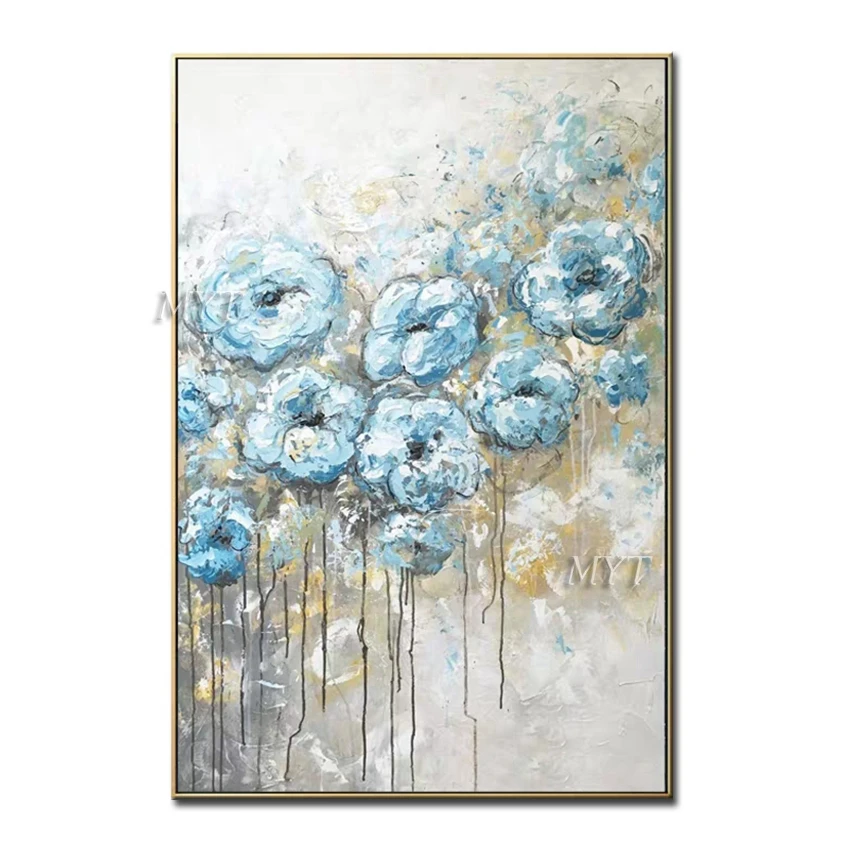 

Bule Handpainted Oil Paintings Artwork Abstract Pictures Oil Painting On Canvas Wall Art For Living Room Home Decor Unframed