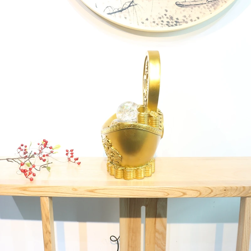 110V / 220V Gold Ingot Water Fountain Natural Resin Feng Shui Crystal Ball Rotate Decor Waterscape Home Adornment Gifts | Дом и сад