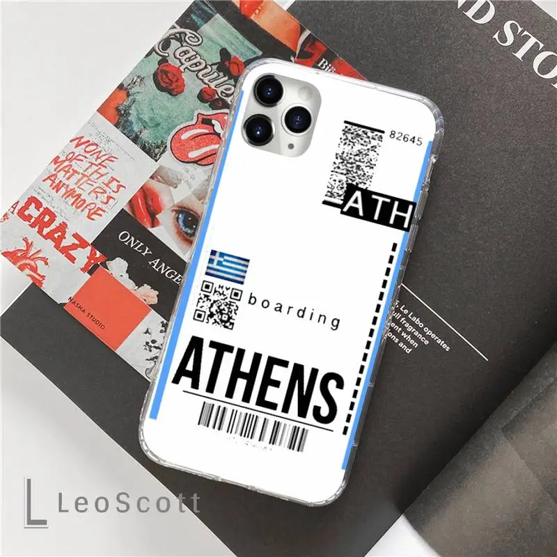 

Air ticket USA city London Paris Tokyo Travel Phone Case For iphone 12 5 5s 5c se 6 6s 7 8 plus x xs xr 11 pro max