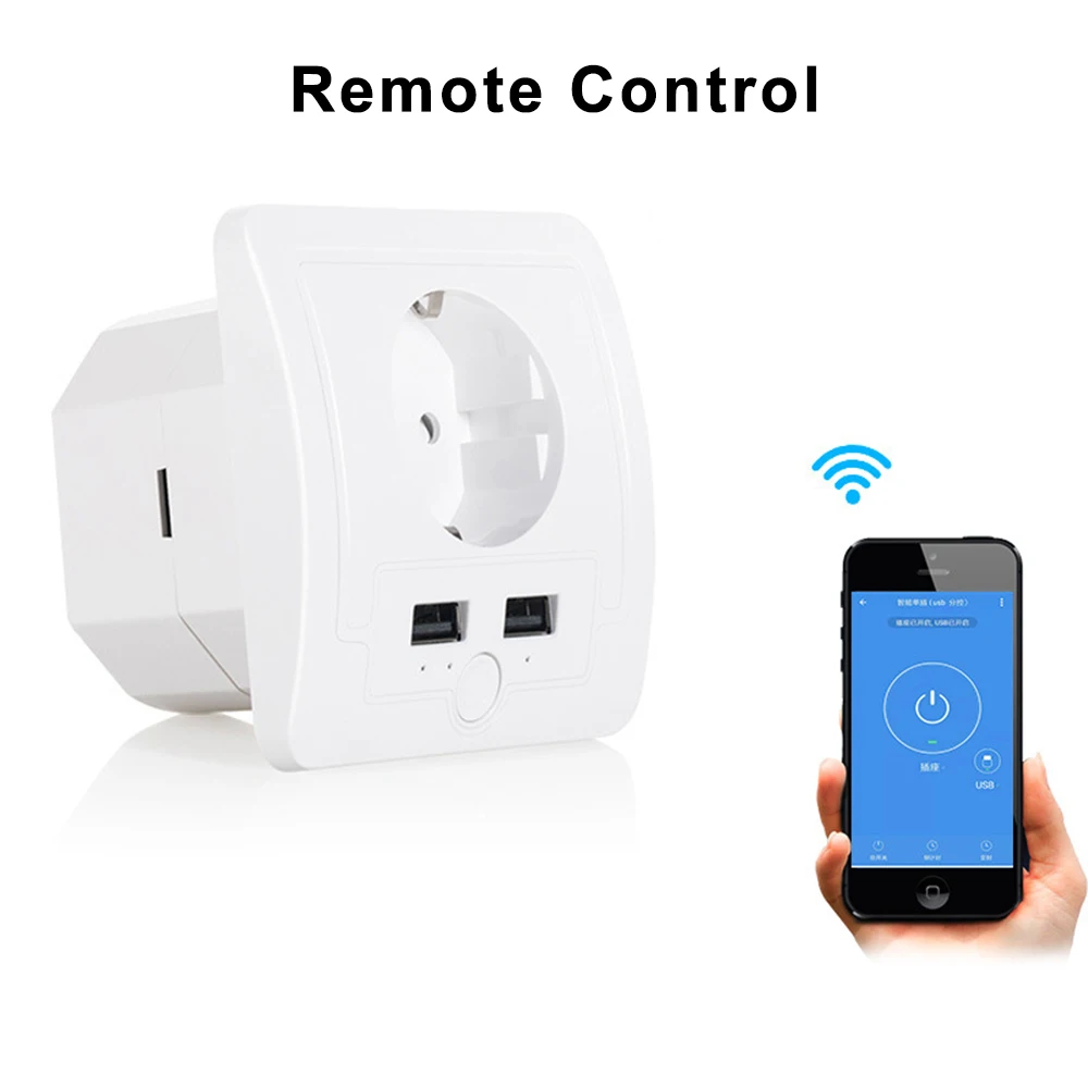 Смарт розетка настенная AVATTO Tuya 16 А С 2 USB портами|Умные розетки| |