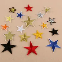 100 Pcs/lot Red Five Star Iron Embroidery Patches for Clothing Blue Gold Badges Cloth Stickers Applique Sewing Accessories