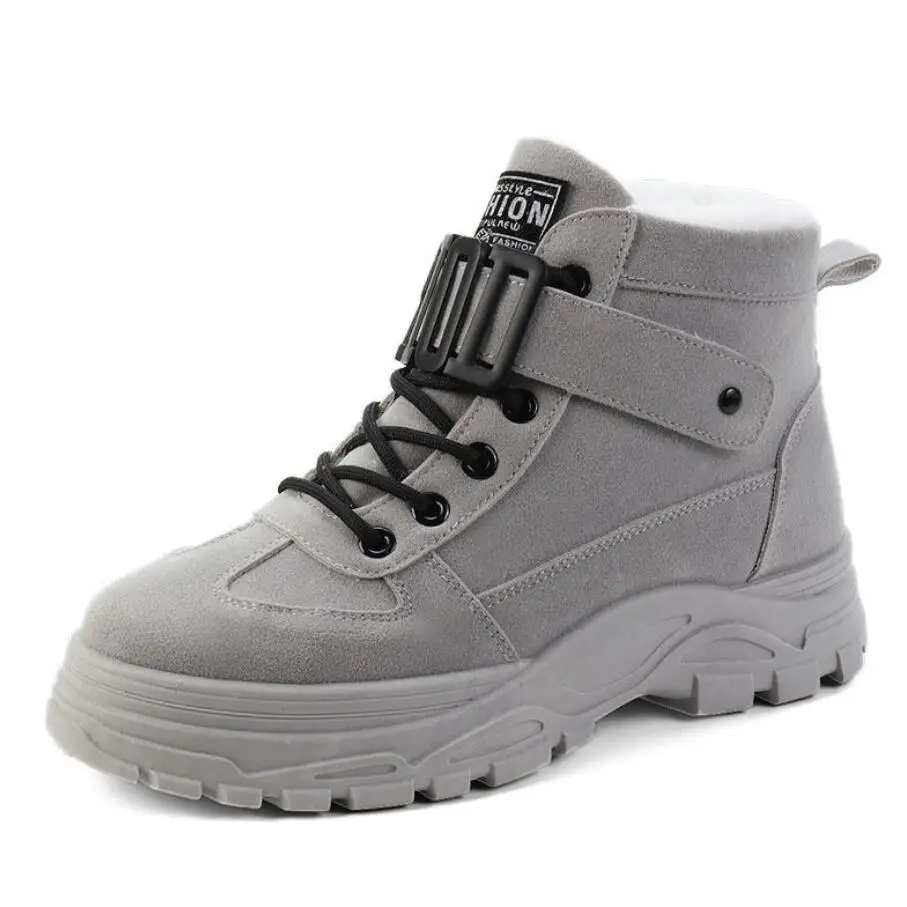 Женские плюшевые ботильоны на платформе повседневные теплые кроссовки с круглым