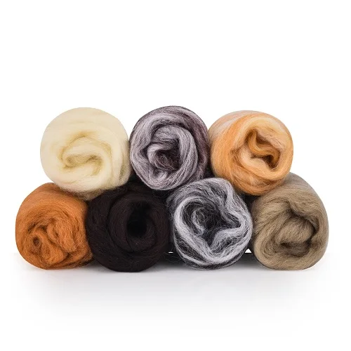 7 Colors Wool Мягкие красочные мериносовые крашеные шерстяные топы для валяния ровинг Шерстяное волокно для игла для валяния DIY кукла Рукоделие Шитье ремесло шерсть проекты - Цвет: 7 Colors Wool