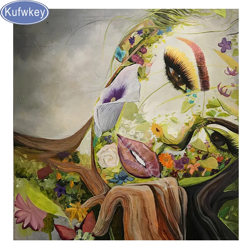 Абстрактная живопись для женщин алмазов картина пейзаж с цветком со стразами