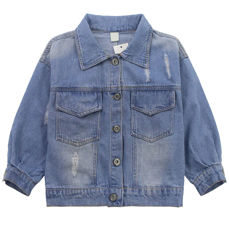 Куртка для девочек джинсовая куртка в стиле пэчворк с бантом Детские костюмы